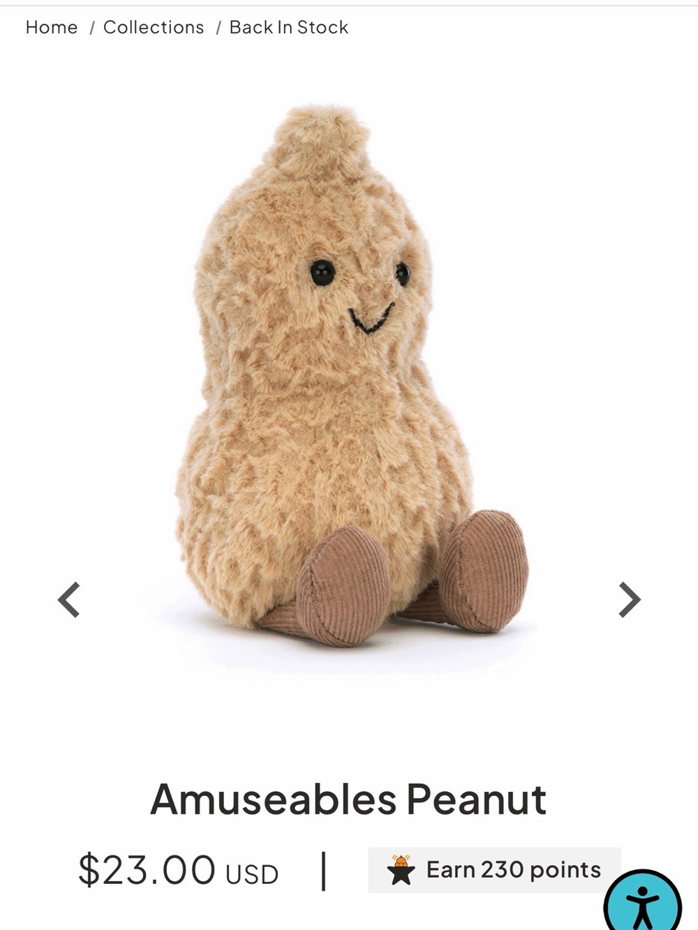 Jellycat Amuseables Peanut Plush - Light Brown